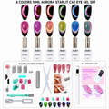 《Set 24》Anselora 6 Colors 10ml Aurora Starlit Cat Eye Gel Polish Set, Chameleon Shimmer Magnetic Cat Eye Nail Gel with Multi Magnet Tools & Portable Handheld Nail Lamp, Soak Off UV LED Nail Art DIY Manicure Kit