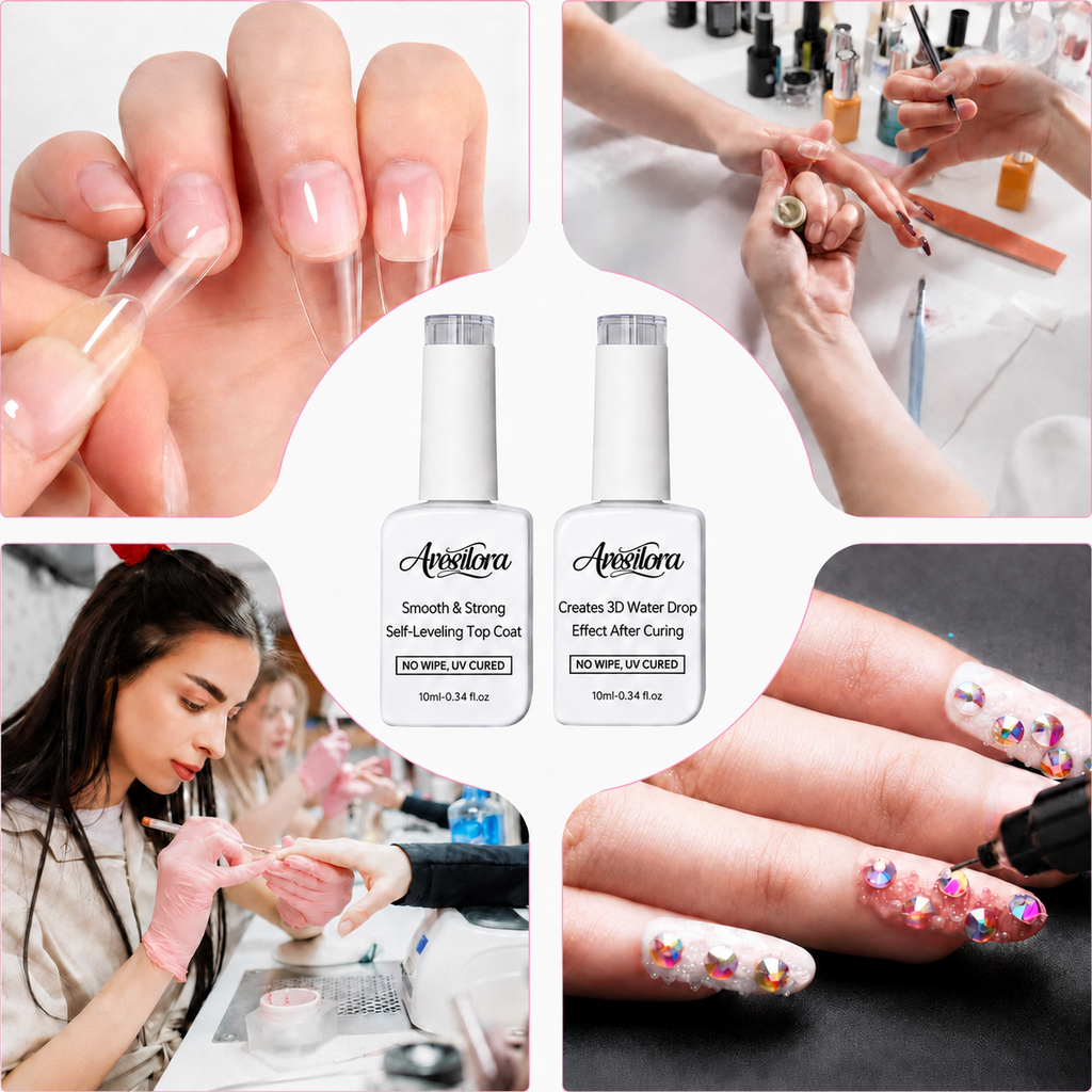 Anselora 3D Water Drop Gel Top Coat Set (2×10ml) – No Wipe Raindrop Gel for High Gloss 3D Nail Art Manicure, Water Droplet Effect Nail Polish, DIY Drip Nails, UV/LED Gel Polish, DealsForYouDays