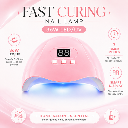 Professional Complete Nail Tools Kit, 36W LED Nail Lamp & Electric Nail Drill Machine, Multi-Function Manicure Pedicure Set for Nail Art DIY & Nail Salon
