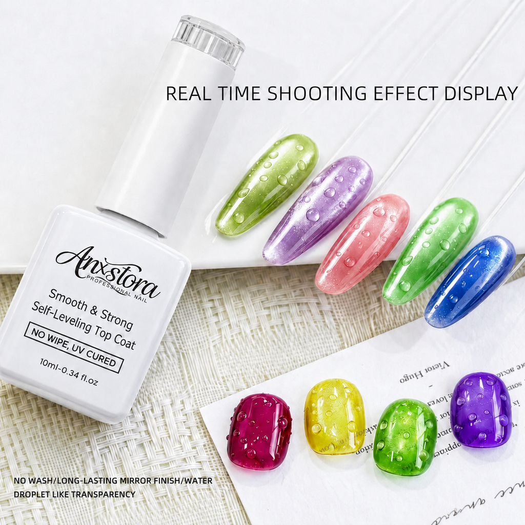 Anselora 3D Water Drop Gel Top Coat Set (2×10ml) – No Wipe Raindrop Gel for High Gloss 3D Nail Art Manicure, Water Droplet Effect Nail Polish, DIY Drip Nails, UV/LED Gel Polish, DealsForYouDays