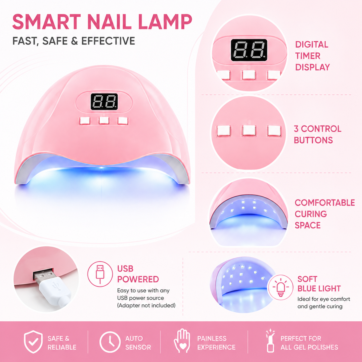 Professional Complete Nail Tools Kit, 36W LED Nail Lamp & Electric Nail Drill Machine, Multi-Function Manicure Pedicure Set for Nail Art DIY & Nail Salon