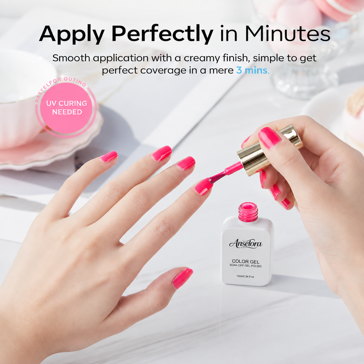 《Set 10》Anselora 6 Colors Pink Series Gel Nail Polish Set, Gradient Nude Hot Pink Fuchsia Soak Off UV LED Gel Polish, Romantic Pink Tone Nail Gel for DIY Manicure, Salon & Valentine Nail Art