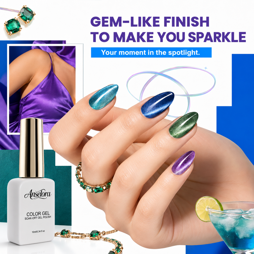 《Set 22》Anselora  Cat Eye Gel Nail Polish Set, 20 Colors Fall Cat EyeGlitter Gel | Magnetic Red Green Blue Brown Black Base CoatMatte Glossy Top Coat Soak Off UV Galaxy GemlightManicure Salon Gift for Women