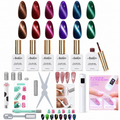 《Set 18》Anselora 6 Colors Magnetic Cat Eye Gel Polish Kit, Chameleon Shimmer Cat Eye Nail Gel with Multi Magnet Tools & Portable Handheld Nail Lamp, Soak Off UV LED Nail Art Set