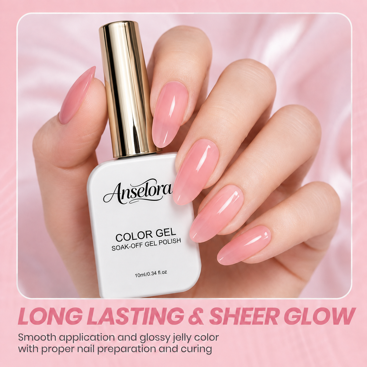 《Set 6》Anselora 6 Colors Jelly Gel Nail Polish Set, Transparent Nude Sheer Pink Soak Off UV LED Gel Polish, Natural Clear Nude Jelly Manicure Gel for Salon & DIY Home Nails