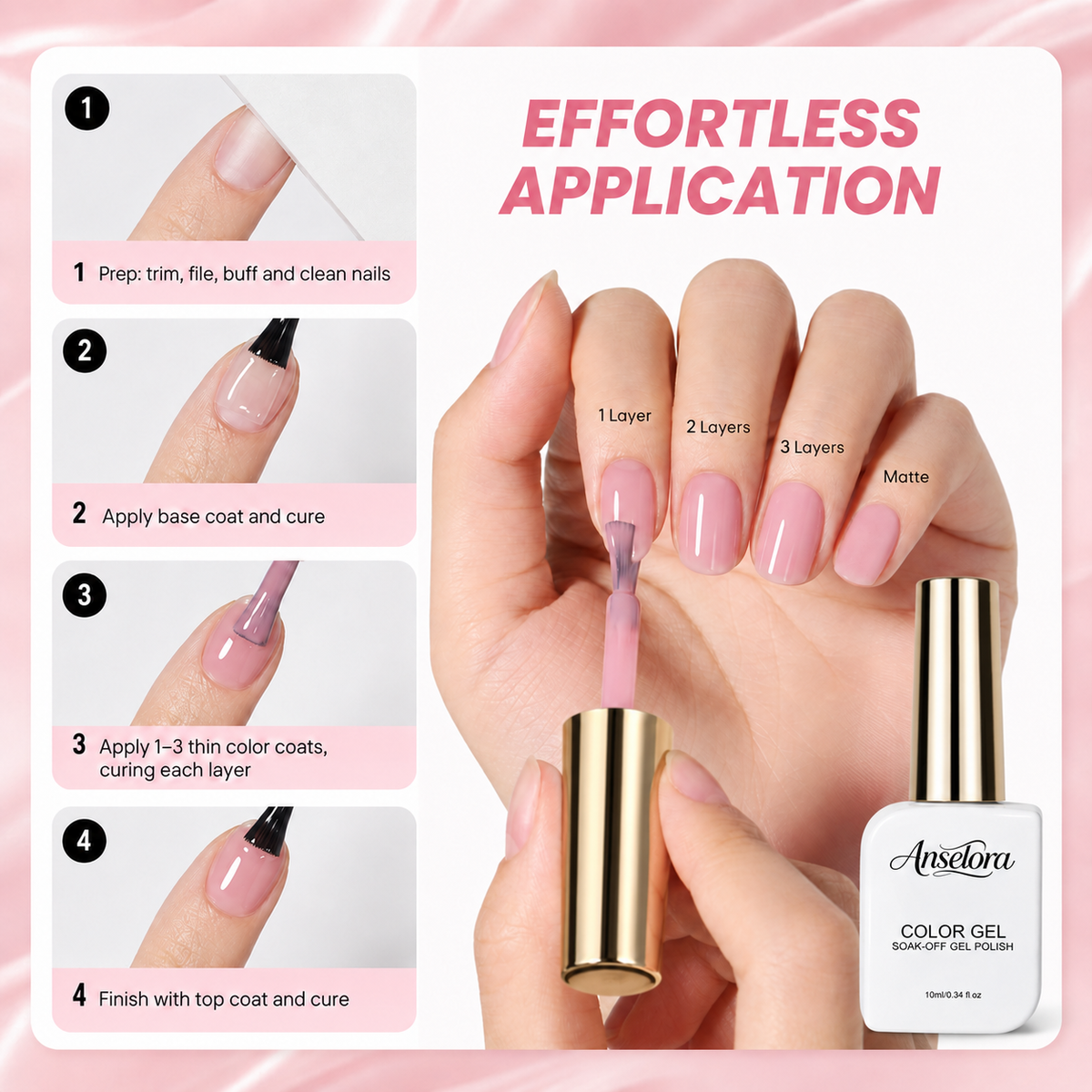 《Set 6》Anselora 6 Colors Jelly Gel Nail Polish Set, Transparent Nude Sheer Pink Soak Off UV LED Gel Polish, Natural Clear Nude Jelly Manicure Gel for Salon & DIY Home Nails