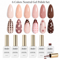 《Set 7》Anselora 6 Colors Neutral Gel Polish Set, Coffee Nude Brown Pink Soak Off UV LED Gel Nail Polish, Classic Earth Tone Gel for Daily DIY Manicure & Nail Salon