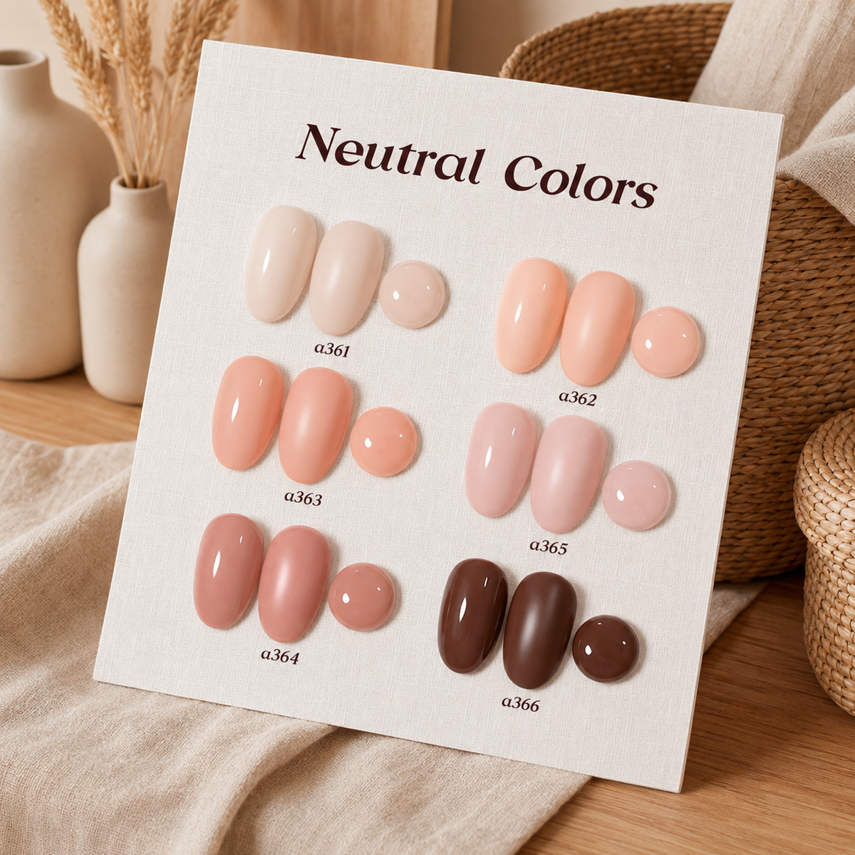 《Set 7》Anselora 6 Colors Neutral Gel Polish Set, Coffee Nude Brown Pink Soak Off UV LED Gel Nail Polish, Classic Earth Tone Gel for Daily DIY Manicure & Nail Salon