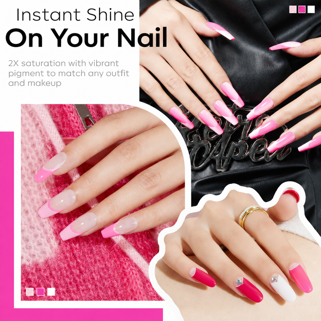 《Set 10》Anselora 6 Colors Pink Series Gel Nail Polish Set, Gradient Nude Hot Pink Fuchsia Soak Off UV LED Gel Polish, Romantic Pink Tone Nail Gel for DIY Manicure, Salon & Valentine Nail Art