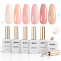 《Set 11》Anselora 6 Colors Sheer Nude Jelly Gel Nail Polish Set, Transparent Milky Pink Nude Soak Off UV LED Gel Polish, Natural Translucent Nude Nail Gel for Home DIY Manicure & Nail Salon