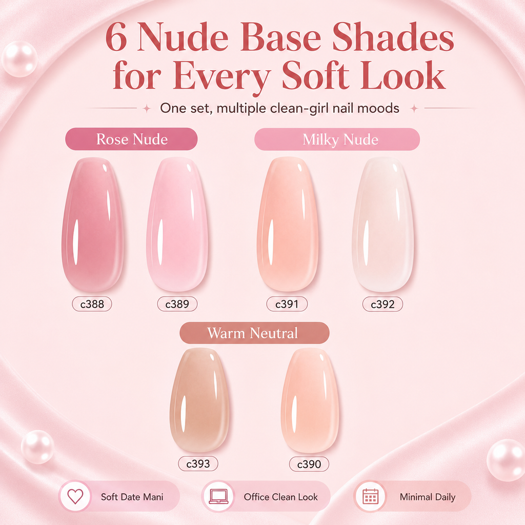 《Set 11》Anselora 6 Colors Sheer Nude Jelly Gel Nail Polish Set, Transparent Milky Pink Nude Soak Off UV LED Gel Polish, Natural Translucent Nude Nail Gel for Home DIY Manicure & Nail Salon