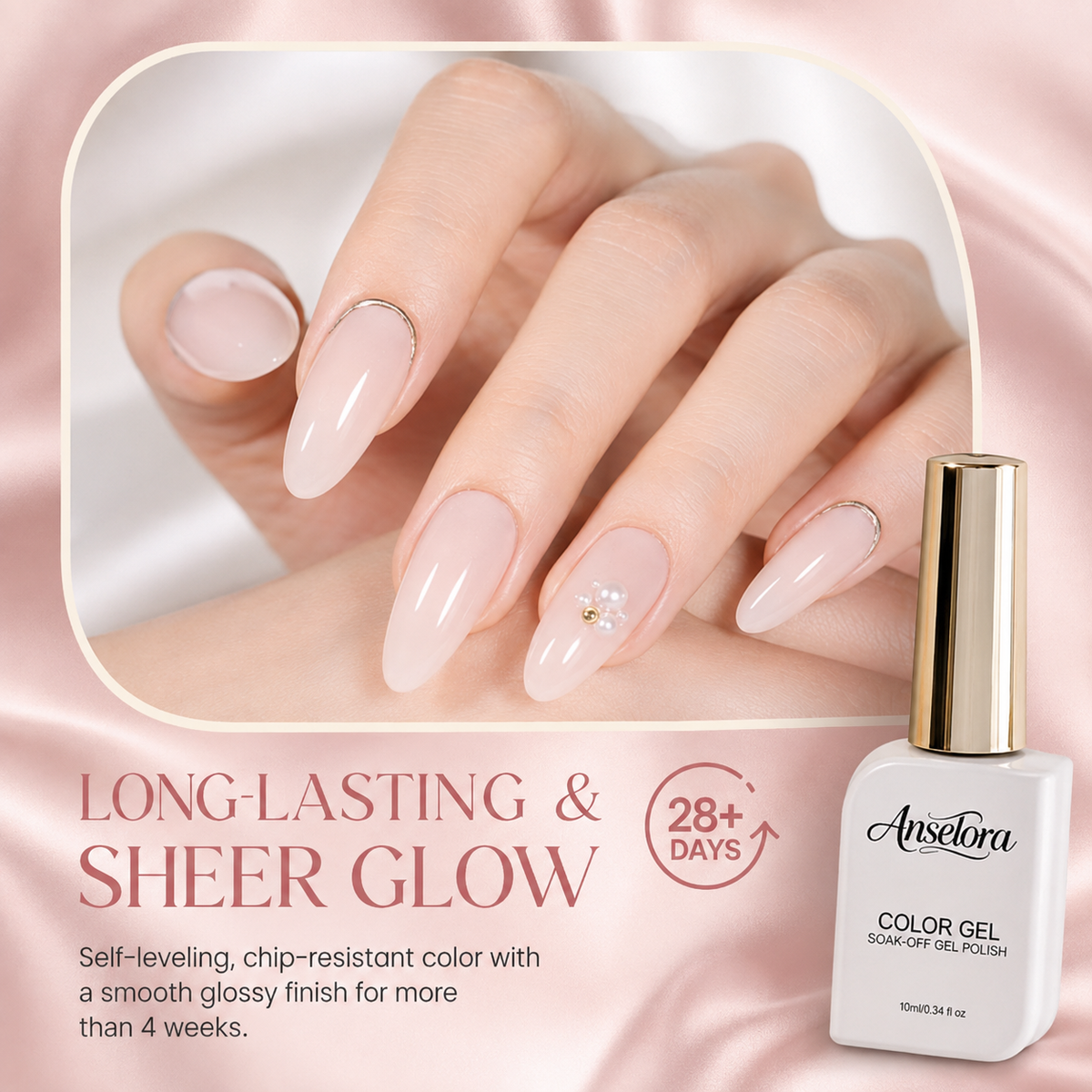 《Set 12》Anselora 6 Colors Jelly Gel Nail Polish Set, Milky White Shimmer Transparent Nude Pink Soak Off UV LED Jelly Nail Gel, Natural Glass Nail Gel for DIY Home Manicure & Nail Salon