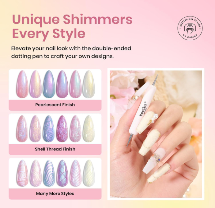 《Set 14》Anselora Pearlescent Magnetic Cat Eye Gel Polish Kit, 6 Colors Aurora Magnetic Nail Gel with Multi-Shape Magnet Tools & Handheld Nail Lamp, Soak Off UV LED Nail Art Set for Home & Salon