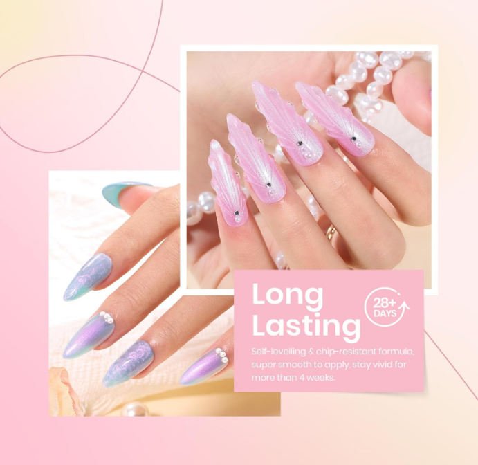 《Set 14》Anselora Pearlescent Magnetic Cat Eye Gel Polish Kit, 6 Colors Aurora Magnetic Nail Gel with Multi-Shape Magnet Tools & Handheld Nail Lamp, Soak Off UV LED Nail Art Set for Home & Salon