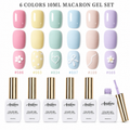 《Set 17》Anselora 6 Colors Macaron Gel Nail Polish Set, Pastel Candy Color Soak Off UV LED Gel Polish, Spring Summer Macaron Nail Gel for DIY Manicure & Nail Salon