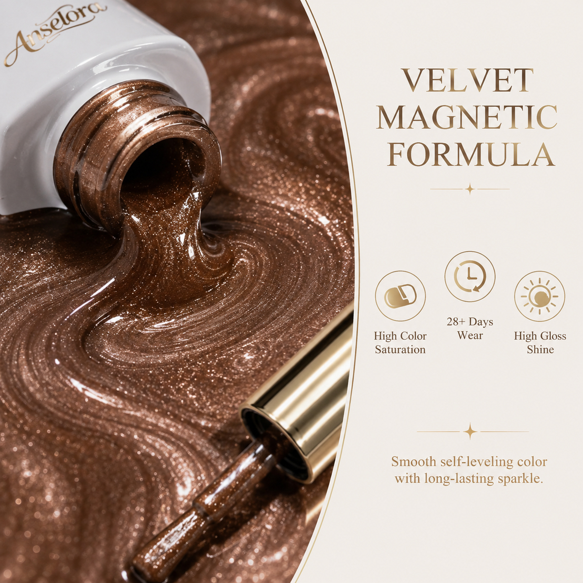 《Set 8》Anselora 8 Colors Coffee Glow Magnetic Cat Eye Gel Polish Set, Soak Off UV LED Aurora Magnet Gel with Complete Magnetic Nail Tools & Handheld Nail Lamp, DIY Home Salon Manicure Kit
