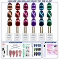 《Set 25》Anselora 6 Colors 10ml Brilliant Velvet Cat Eye Gel Polish Set, Shimmer Magnetic Velvet Cat Eye Nail Gel with Multi Magnet Tools & Portable Handheld Nail Lamp, Soak Off UV LED Nail Art DIY Manicure Kit