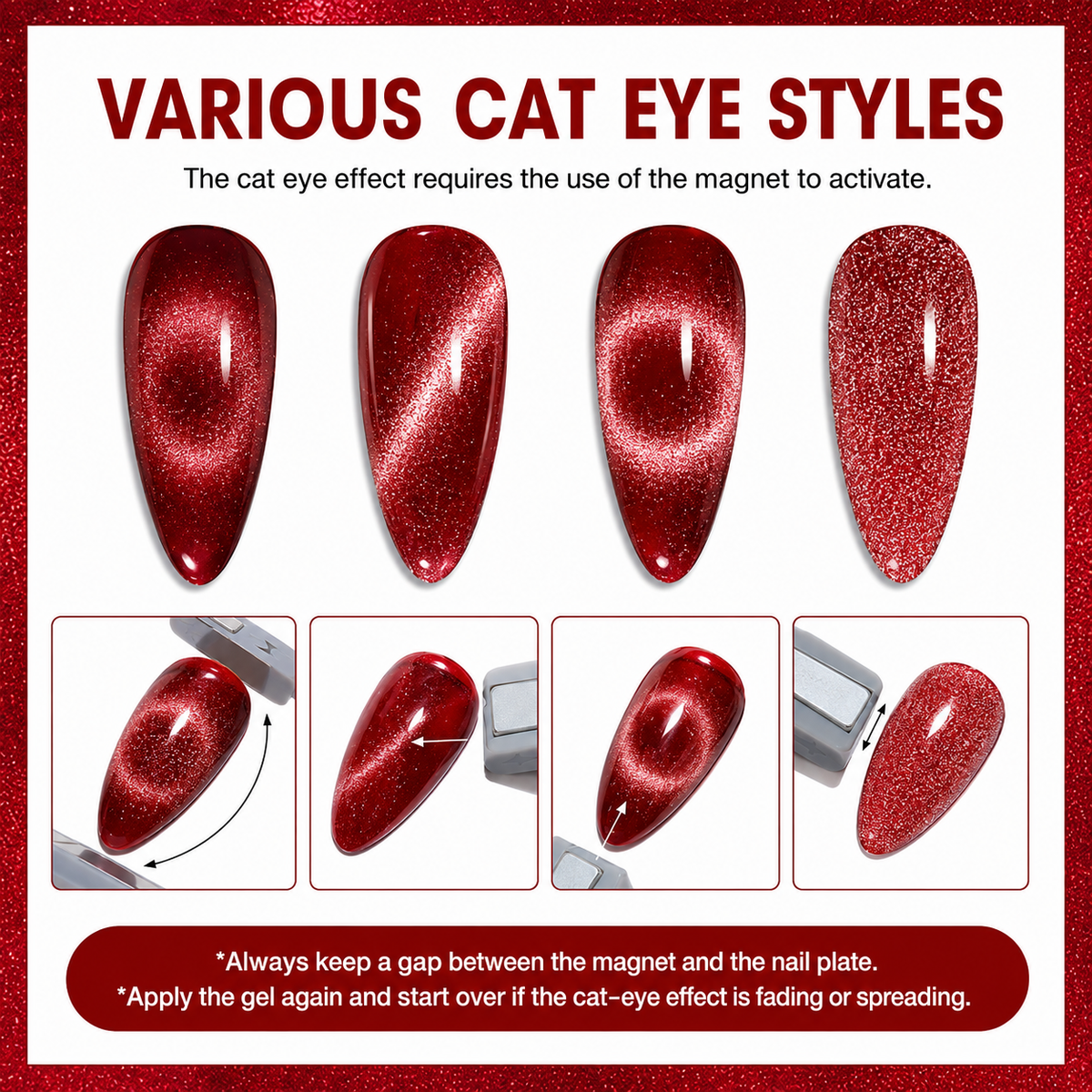 《Set 25》Anselora 6 Colors 10ml Brilliant Velvet Cat Eye Gel Polish Set, Shimmer Magnetic Velvet Cat Eye Nail Gel with Multi Magnet Tools & Portable Handheld Nail Lamp, Soak Off UV LED Nail Art DIY Manicure Kit