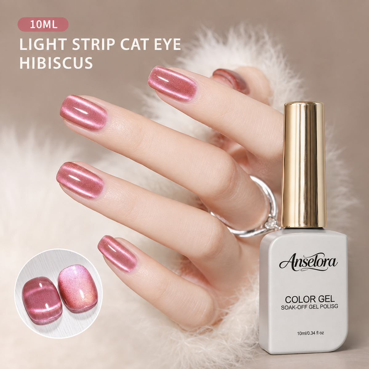 《Set 27》Anselora 6 Colors 10ml Light Strip Cat Eye Gel Polish Set, Glossy Shiny Magnetic Light Stripe Cat Eye Nail Gel with Multi Magnet Tools & Portable Handheld Nail Lamp, Soak Off UV LED Nail Art DIY Manicure Kit