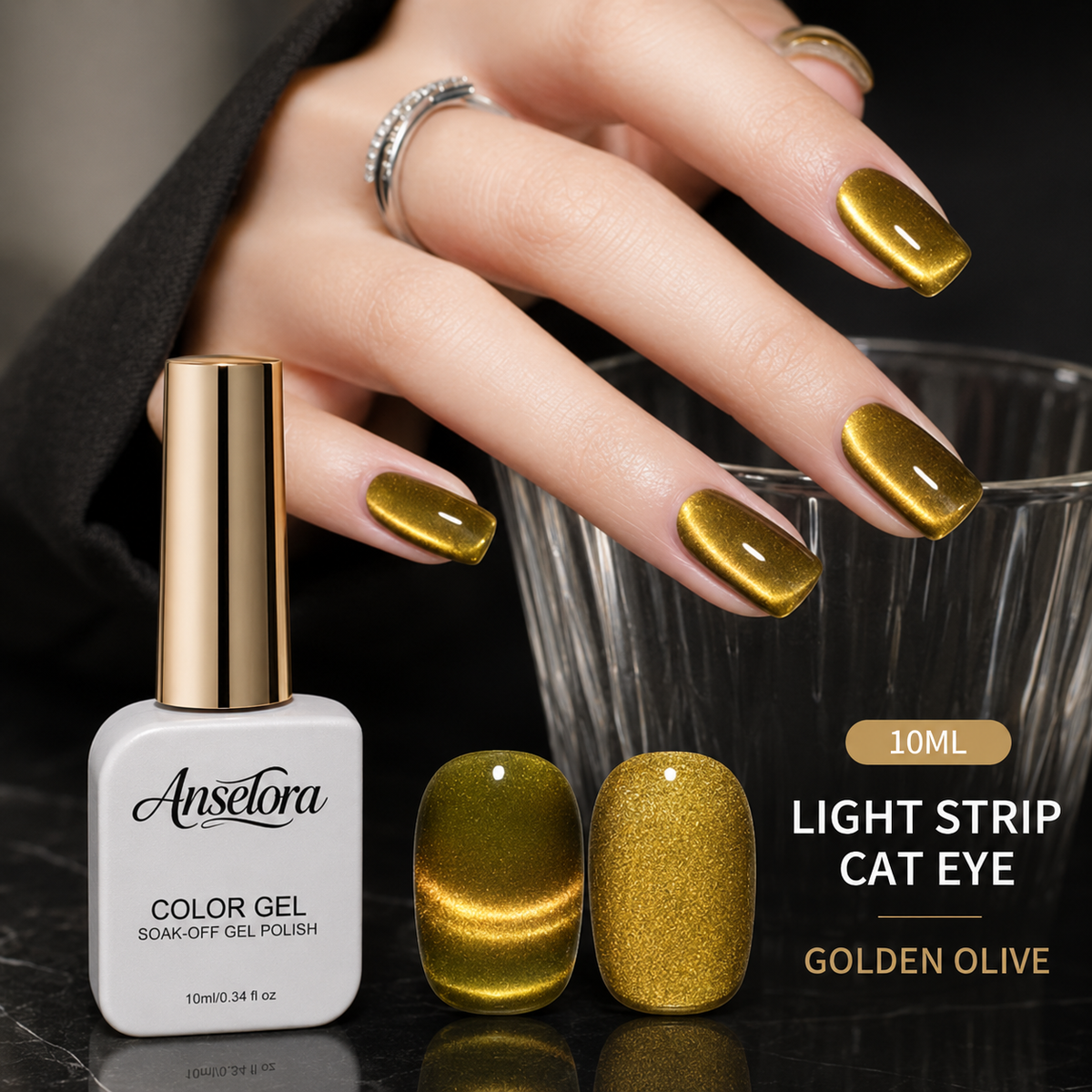 《Set 27》Anselora 6 Colors 10ml Light Strip Cat Eye Gel Polish Set, Glossy Shiny Magnetic Light Stripe Cat Eye Nail Gel with Multi Magnet Tools & Portable Handheld Nail Lamp, Soak Off UV LED Nail Art DIY Manicure Kit