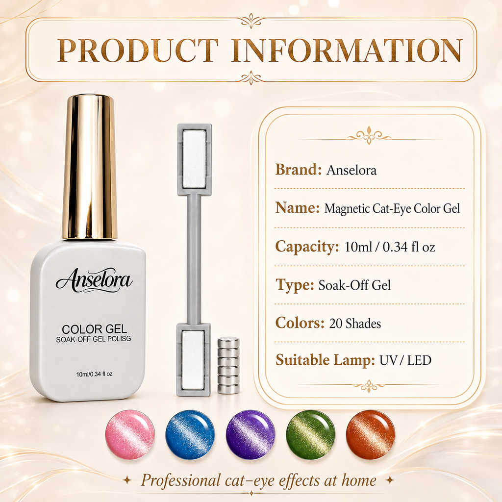 《Set 22》Anselora  Cat Eye Gel Nail Polish Set, 20 Colors Fall Cat EyeGlitter Gel | Magnetic Red Green Blue Brown Black Base CoatMatte Glossy Top Coat Soak Off UV Galaxy GemlightManicure Salon Gift for Women