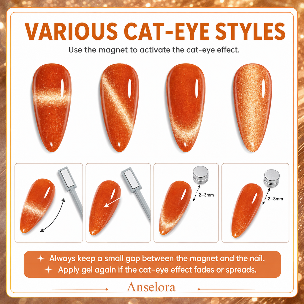 《Set 22》Anselora  Cat Eye Gel Nail Polish Set, 20 Colors Fall Cat EyeGlitter Gel | Magnetic Red Green Blue Brown Black Base CoatMatte Glossy Top Coat Soak Off UV Galaxy GemlightManicure Salon Gift for Women