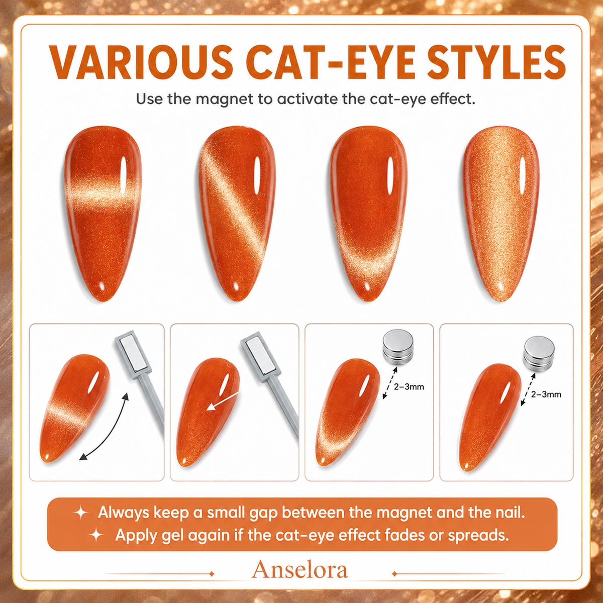 《Set 22》Anselora  Cat Eye Gel Nail Polish Set, 20 Colors Fall Cat EyeGlitter Gel | Magnetic Red Green Blue Brown Black Base CoatMatte Glossy Top Coat Soak Off UV Galaxy GemlightManicure Salon Gift for Women