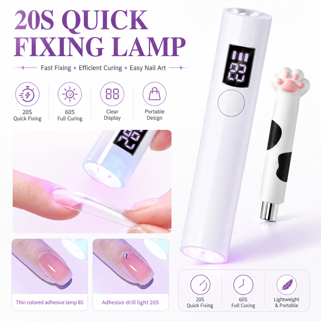 Nail Art Magnet Tools Set with Portable Handheld LED Nail Lamp, Multi-Shape Cat Eye Magnet Stick Kit for Magnetic Cat Eye Gel Polish, Professional Nail Design Manicure Accessories for DIY & Salon